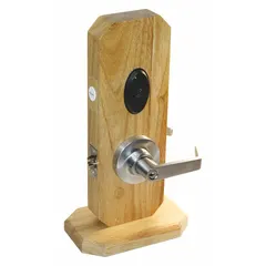 Electronic keyless lock with proximity access and clutch lever style. ADA compliant with chrome finish. Includes Schlage C keyway for key override. Suitable for commercial door access applications requiring secure, keyless entry.