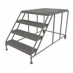 This rolling single-access platform from TRI-ARC provides a fixed-height elevated work surface for maintenance, assembly, and warehousing tasks. The steel platform measures 36 x 47 inches and supports up to 800 lb. Its tilt-and-move design allows one person to reposition it easily. Handrails and locking mechanism are not included.