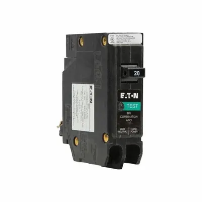 EATON Circuit Breaker: 20 A, 120V AC, Single Phase, 10kA at 120V AC, Type BR Loadcenters - BR & BD Series