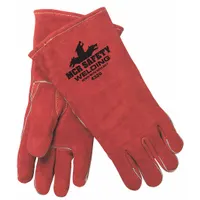 Welding Gloves: Straight Thumb, Gauntlet Cuff, Premium, Red Cowhide, MCR Safety Welding 4320, 12 PK