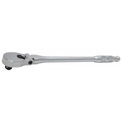 PROTO Hand Ratchet: Pear, Reversible, 17 1/2 in Overall Lg, Chrome, 4° Min Arc Swing - Flex-Head Ratchets
