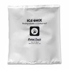 Biodegradable gel pack for cold therapy and temperature-sensitive transport. Each pack weighs 12 oz and measures 6 by 6 inches. Sold in a 12-pack. Suitable for medical, sports, and industrial first-aid applications.