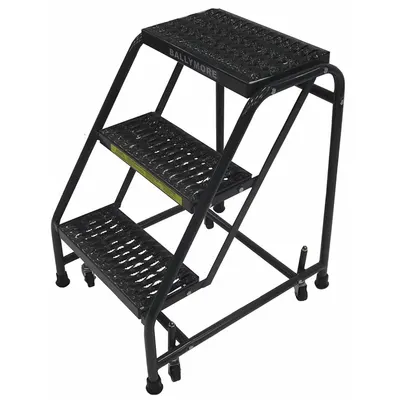 BALLYMORE Step Stool: 2.4 ft Overall Ht, 450 lb Load Cap, 3 Steps, Steel - Rolling Step Stools