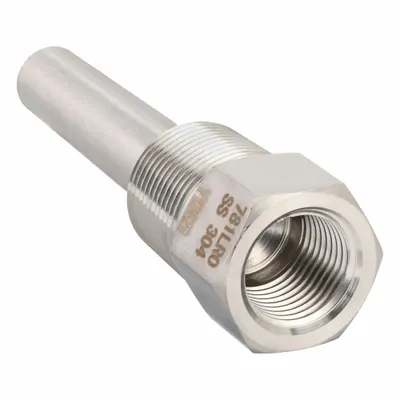 WINTERS Threaded Thermowell: Stainless Steel, For 4 in Stem Lg, 2 1/2 in Insertion Lg - Tapered-Shank Threaded Thermowells