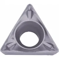 Triangle (T) indexable turning insert made of PVD carbide. Used for general turning, facing, and profiling operations on steel, stainless steel, and cast iron in medium-duty machining applications