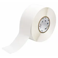 Acrylic permanent adhesive labels on rolls, each measuring 5 in x 3 in, with 1,100 labels per roll. Designed for use with Brady THT printer series. Suitable for industrial marking and identification of equipment, pipes, and assets in manufacturing and facility environments.