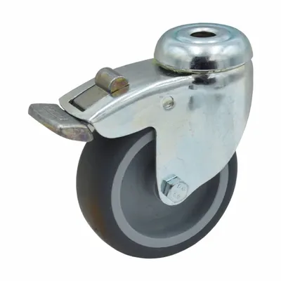 ALCO Stem Caster: Swivel, Face Brake, Hollow Kingpin, Silver, Span America - Casters for Healthcare Beds