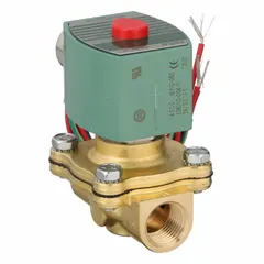 This 2-way, 2-position normally closed solenoid valve from REDHAT features a 1/2 in pipe size and operates on 24V DC. The watertight coil enclosure suits applications requiring moisture protection. Designed for high flow, it is used in fluid control systems for on/off regulation of liquids or gases.