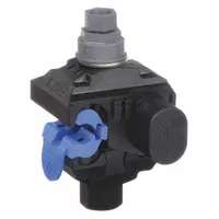 Mechanical insulation piercing connector for moisture-resistant electrical tap connections. Accommodates run wires from 8 AWG to 1/0 AWG and tap wires from 10 AWG to 2 AWG. Features corrosion-resistant gel fill and includes bolt. No wire stripping required