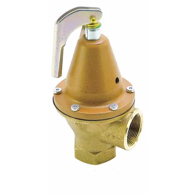 Watts Pressure Relief Valve: FNPTF x FNPTF, 1 1/2 in x 1 1/2 in - ASME Section XIII Hot Water Pressure Relief Valves
