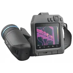 The FLIR T840-14 is a standard infrared camera with a 640x480 resolution and 30 Hz frame rate. It features manual focus, a 12.5° x 12.5° field of view with a 14° lens angle, and SD Card, USB, and wireless connectivity. The camera is IP rated for environmental protection. Typical applications include industrial thermography, electrical inspections, and building diagnostics.