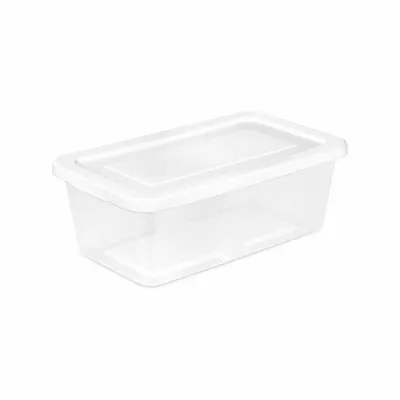 STERILITE Storage Tote: 1.5 gal, 13 5/8 in x 8 in x 4 5/8 in, Clear Body, White Lid - Clearview Totes with Snap-On Lids
