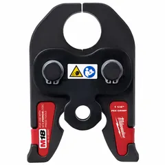 Steel press jaw for 1 1/4 in PEX pipe, compatible with ASTM F1807/F2159 fittings. Designed for use with standard and extended press tool types. Suitable for crimping PEX connections in plumbing and hydronic heating systems.