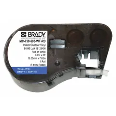 Thermal transfer precut label roll cartridge containing 1/2 in x 1/2 in circle labels made of cryogenic autoclavable nylon. Designed for identifying 1.5 to 2.0 mL vials or tubes in laboratory and biobank settings. Compatible with BMP53 printer series.