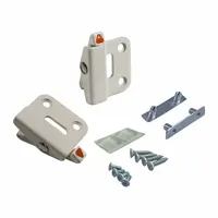 Non-handed, single-action window opening control device made of stamped steel with a white gloss finish. Measures 1 9/16 inches in length and 1 13/32 inches in width. Used to secure and operate window openings in commercial and industrial buildings