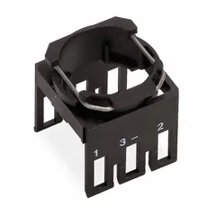 Black plastic mounting base for 16 mm panel mounting of XB6 series components. Provides a secure foundation for contact blocks in control panels, pushbutton stations, and operator interfaces.