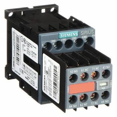 Siemens Control Relay: DIN-Rail & Surface Relay Mounting, 24V DC Coil Volt, 6NO/2NC - Combination DIN-Rail & Surface-Mounted Relays