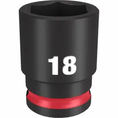 This 3/8" drive impact socket features an 18 mm metric, 6-point configuration for use with impact wrenches. The black phosphate finish provides corrosion resistance. Suitable for fastening and loosening fasteners in automotive and industrial applications.