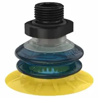 PIAB Vacuum Pad Assembly: G3/8 in, 35 mm Pad Dia, Polyurethane, Blue/Yellow, 30A/60A, MX (MPN S.MX35P3060.G38M.00)