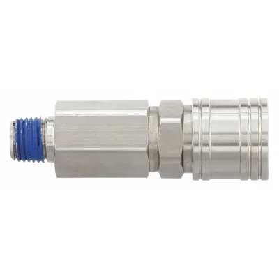 SPEEDAIRE Quick Connect Hose Coupling: 1/4 in Body Size, 1/4 in Hose Fitting Size - Global-Style High-Flow Steel Quick-Connect Air Coupling Bodies