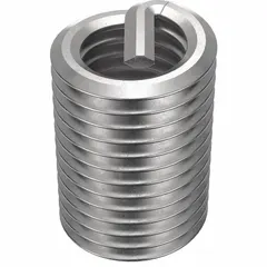 Free-running helical insert with tanged tang for installation. M7-1.00 metric coarse thread. Made of 18-8 stainless steel with tensile strength 200,000-250,000 psi. Supplied in a 100-piece pack. Used to repair or reinforce tapped threads in metal components.