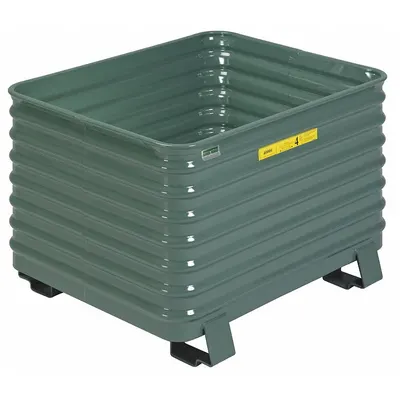 STEEL KING Bulk Container: 26.7 cu ft, 41 1/2 in x 49 1/2 in x 28 1/2 in, Lid Not Included - Solid Steel Bulk Containers