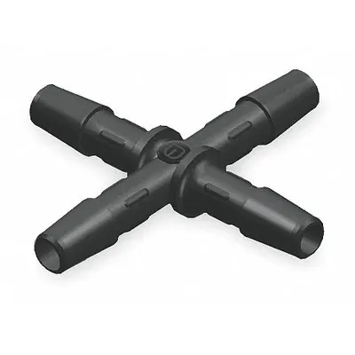 ELDON JAMES Barbed Cross: 1/8 in ID x 1/8 in ID x 1/8 in ID Fitting Size, Barbed, PVDF - Standard PVDF Barbed Tube Fittings