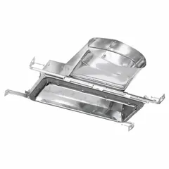 This steel vent boot hanger is designed for wall stack applications in HVAC systems. It features a 7-inch diameter with a 7-inch height and 7-inch width collar, and a 7-inch collar connection width. The unit is constructed entirely from steel, including the cap and collar, providing structural support for vent ductwork.