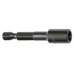 This power bit holder accepts 1/4 in hex-shank screwdriver bits for use in power tools. It features a hex compatible bit shank and is nonmagnetic. Not rated for impact applications. Suitable for general fastening tasks in assembly and maintenance.