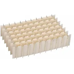 This partition is a structural divider for lab storage racks, used to separate and secure laboratory equipment. It helps organize items within the rack and prevents movement during storage or transport.