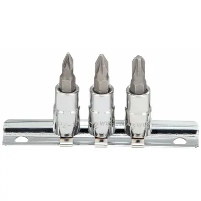 WESTWARD Socket Bit Set: 1 - 25 Pieces, 1/4 in Drive Size, 8 Pieces, #1 to #3 Tip Size Range - Pozidriv Bit Socket Sets