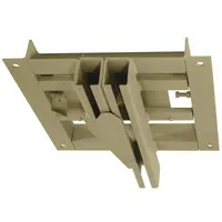 This steel overhead conveyor track section is a frog switch with right-hand universal radius configuration. It is powder coated and designed for use with manual push carriers. Used in overhead conveyor systems to divert carriers along alternate paths in material handling applications