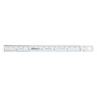 MITUTOYO Semi-Flexible Rule: 182-302, 6 in / 150 mm, 0.05 in Thick, 0.5 mm/1/64 in, Chrome, Black