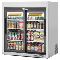 TRUE REFRIGERATION Freezer Merchandiser: 40 in x 36 in x 22 3/8 in, Silver, Glass Door, 3 Shelves (MPN GDM-09-SQ-S-HC-LD)