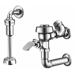 Exposed, top-spud urinal flush valve with diaphragm design. Provides 1 gpf flush volume. 10-inch rough-in. Suitable for commercial restroom applications.
