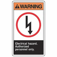 This 5-pack of adhesive vinyl signs warns of electrical hazards and restricts access to authorized personnel. Each sign measures 5 in x 3 1/2 in with a 0.02 in thickness, featuring a non-retroreflective, non-anti-slip, non-glow-in-the-dark surface. Suitable for use in industrial facilities, electrical rooms, and control panels to communicate safety warnings.