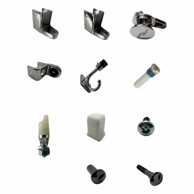 HADRIAN Door Saddle Type Hinge Kit: Chrome Zamac - Door Hinge Parts for Bathroom Partitions