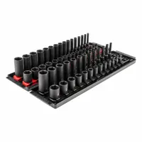 TEKTON Impact Socket Set: 1/4 in Drive Size, 58 Pieces, (29) 6-Point, (29) 6-Point, Metric/SAE (MPN SID90202)