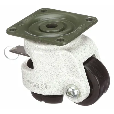 OEM Plate Caster: Nylon Tread, 2 in Wheel Dia, 3 1/4 in Mounting Ht, Swivel - General Purpose Leveling Plate Casters