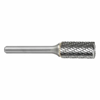 SGS PRO Carbide Bur: Cylinder with End Cut, SB-5, Double Cut, 1/2" x 1" Head - Double-Cut End-Cut Cylinder Burs