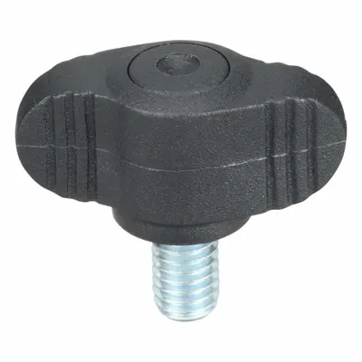KIPP Hand Knob: Wing, Plastic w/ Steel Thread, M6 Thread, 10 mm Thread Lg - Wing Knobs with Threaded Stud