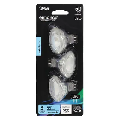 FEIT ELECTRIC Compact LED Bulb: LED, MR16, 2-Pin (GU5.3), 6.6 W Watt, 5000K - Multifaceted Reflector (MR) Lamps