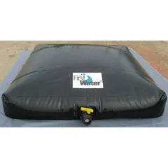 This portable water storage bladder is constructed from XR(R)-3PW material and is certified safe for potable water. It has a 600-gallon capacity, with an open height of 17 inches, open length of 9 feet, and open width of 7 feet. The bladder includes a 4-inch fill port and is suitable for use with water purification systems in emergency preparedness and remote settings.