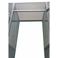 Flat top panel designed for 48-inch wide bulk storage lockers. Constructed from expanded metal with a powder-coated dark gray finish. Used to cover and enclose lockers in industrial and commercial storage applications.