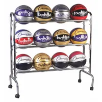 CHAMPION SPORTS Ball Rack: 41 in Overall Lg, 17 in Overall Wd, 41 in Overall Ht, Steel, Silver (MPN BRC3)