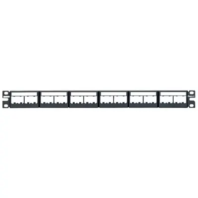 PANDUIT Patch Panel with Labels: 1 Rack Units, 24 Ports, Flat, Label Pocket/Not Numbered - Rack-Mount Modular Patch Panels
