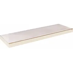 This boltless shelf kit includes a particleboard deck and a powder-coated steel frame in tan. It comes with two side-to-side beams and supports a load capacity of 685 lb. Suitable for use in warehouses, distribution centers, and workshops for organizing boxes, tools, and light to medium-weight inventory.