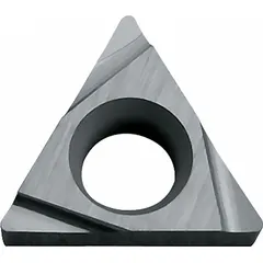 This triangle (T) indexable turning insert is made of PVD carbide, designed for precision turning, facing, and profiling on CNC lathes. It is suited for medium-duty machining of steel, stainless steel, and cast iron in general manufacturing applications.