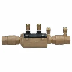 Double check backflow preventer with 1 1/2 in pipe size and flange x flange connections. Features ball valve shut-off and overall length of 15.25 in. Used to prevent reverse flow in cross-connection control applications, protecting potable water supplies from non-health-hazard pollutants.