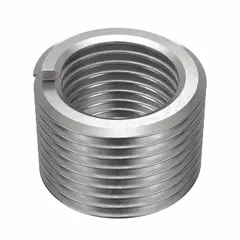 Free-running tangless helical insert for repairing or reinforcing internal threads in metal components. Features 1/4"-28 fine thread, plain finish, 18-8 material, and tensile strength of 200,000 to 250,000 psi. Right-hand thread direction. Supplied in a pack of 1,000.
